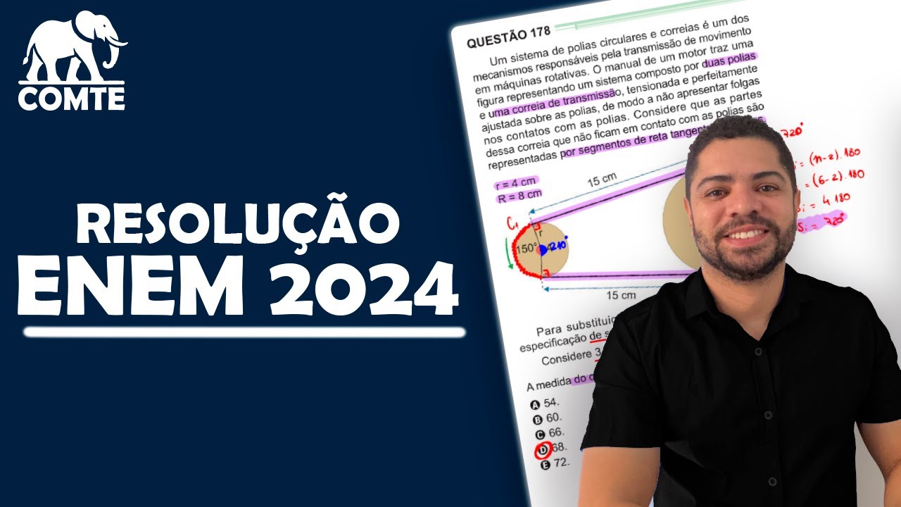 Questão 178 | Prova Verde ENEM 2024 | Um sistema de polias circulares e correias é um dos mecanismos