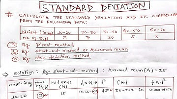 Standard deviation by Short-Cut method || standard deviation and it