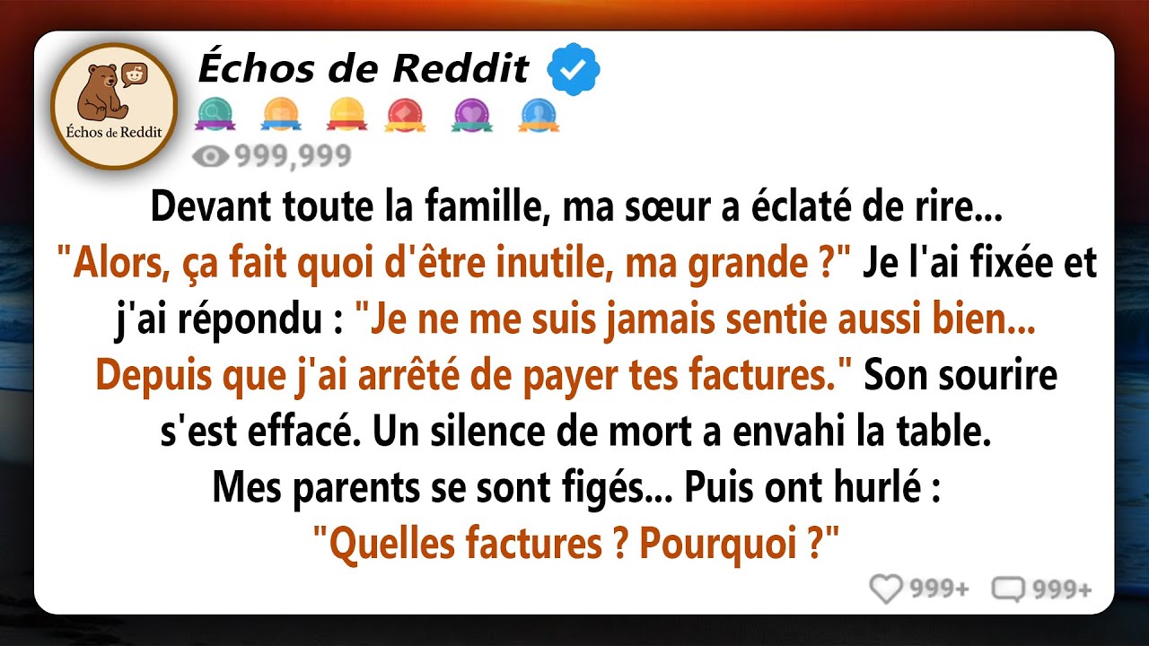 Au dîner de Noël, ma sœur a ri devant toute la famille en demandant : 