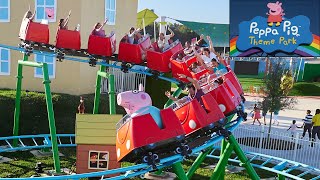 Daddy Pig&#39;s Roller Coaster, Full Queue &amp; 3 POV Rides (Front Row &amp; Back) Peppa Pig Theme Park Florida