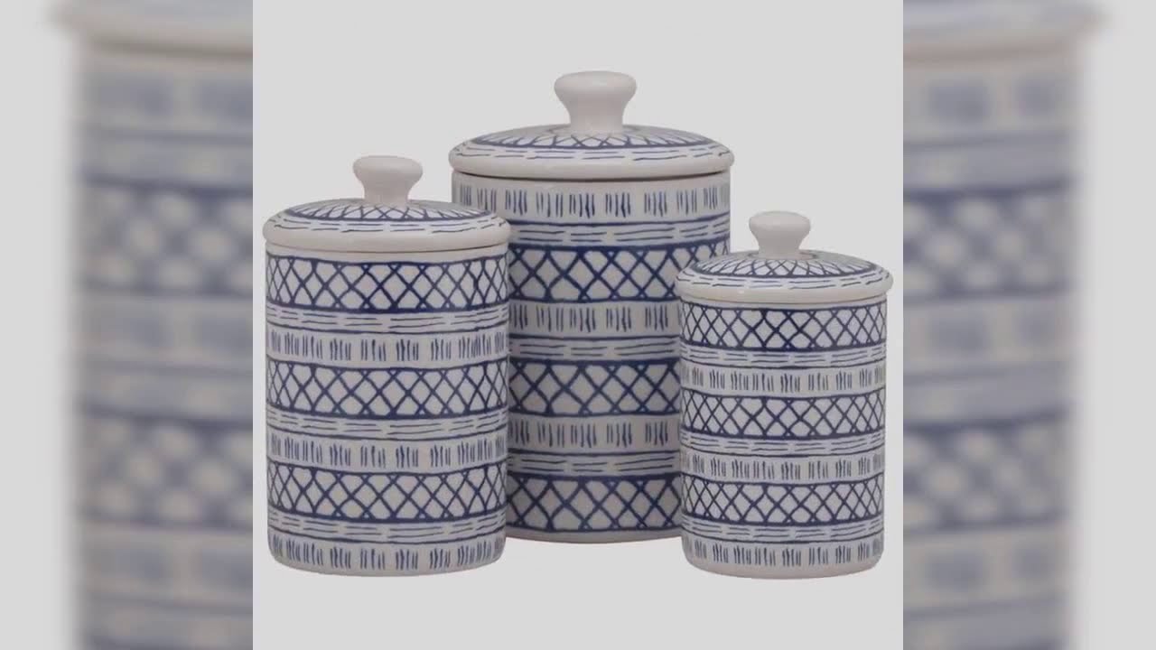Stoneware 3 Piece Kitchen Canister Set @ sure2shop247.com