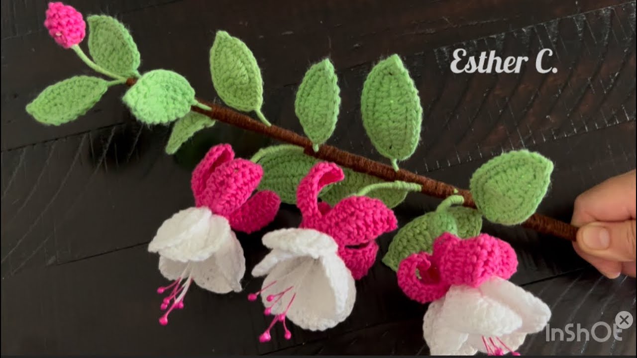 Flores a Crochet 🌸 FLOR DE FUCHSIA  en Crochet Aretes o Brinco de Princesa Paso a Paso