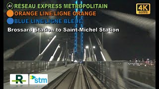 Montreal Metro & REM POV Walk: Brossard Station to Saint-Michel Station Via Gare Centrale【4K】