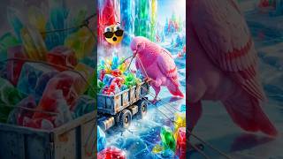 Giant Pigeon Finds a Color Ice Kingdom ❄️😱 Brings Magical Ice for Grandma! #shorts