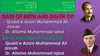 Date Of Birth And Death Of Quaid E Azam And Allama Muhammad Iqbal And Their Birth And Death Cities Youtube Date Of Birth And Death Of Quaid E Azam And Allama Muhammad Iqbal And Their Birth And Death Cities Youtube