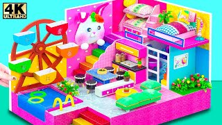 Build Handmade Pink Bunny House with Bunk Bed, Swimming Pool and Water Swing | DIY Miniature House