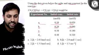 Using the data given below the order and rate constant for the reac...