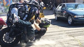Brutal Harley Wheelie Crashes 2017 💀 Dyna, FXR, Bagger