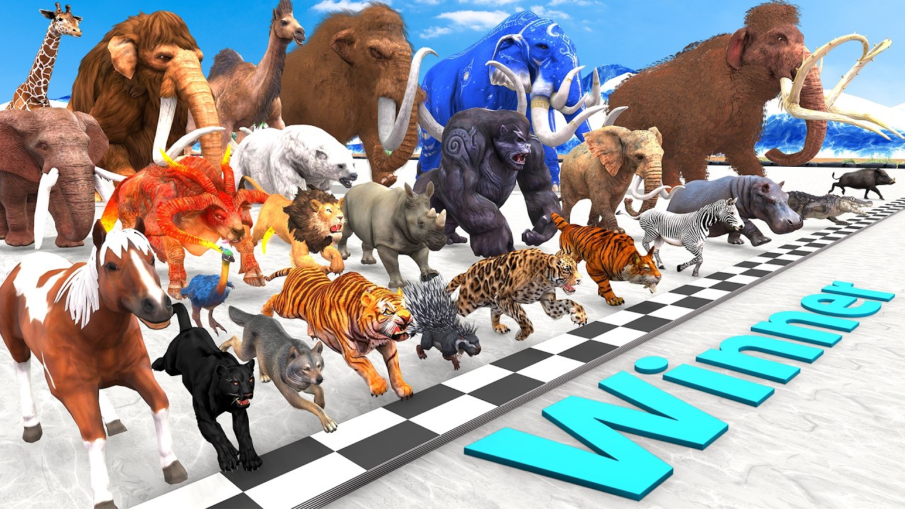 Big Race 27 Wild Animals Speed Challenge:Which is the Fastest Animal? Animal Revolt Battle Simulator