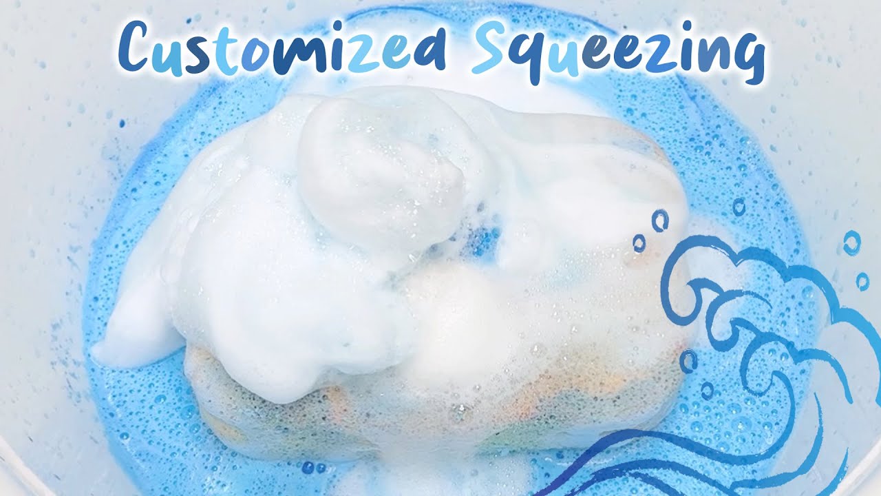 ASMR Sponge 636.Customized Squeezing / Grout / Powder, Body Soap / White, Blue / Bath Bomb