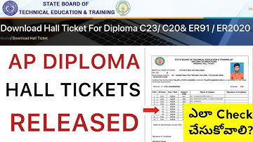 AP DIPLOMA EXAMS HALLTICKETS RELEASED | C20/C16/C23/ER91 HALLTIKETS HOW TO DOWNLOAD