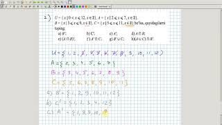 To'plamlarni birlashmasi va kesishmasiga misollar. Algebra 10-sinf. 3-dars