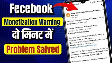 Team Monetization Sent You Warning, See Why Problem Resolved | Facebook page Monetization Issu