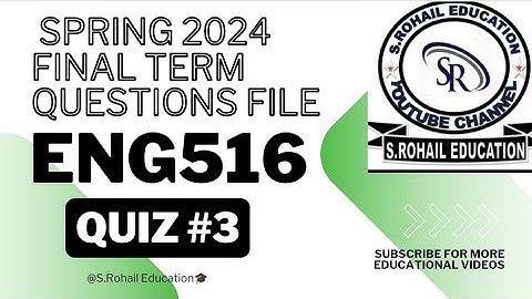 Eng516 || Recent Quiz 3 | Final Term Quizzes File | Spring 2024 Important quizzes File by @S.Rohail