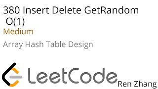 Leetcode 380 Insert Delete GetRandom O(1)