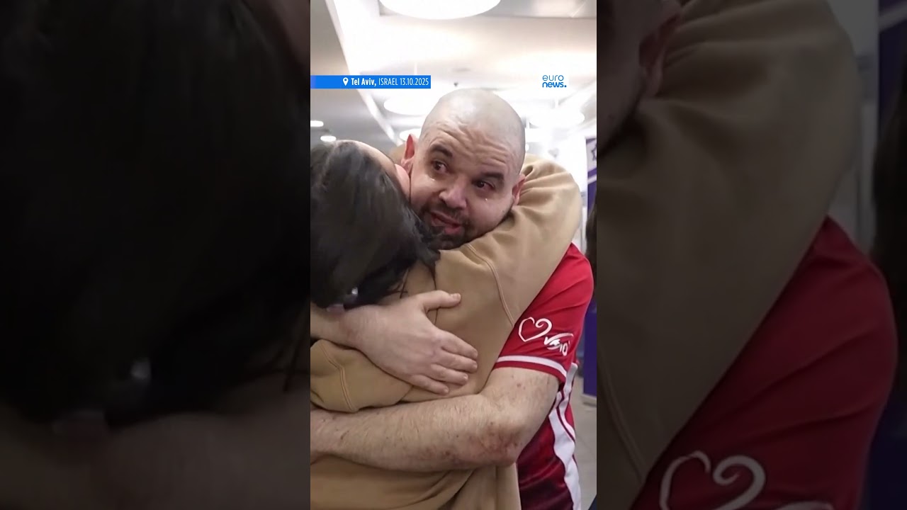 Newly released Israeli hostages reunited with their families at hospital