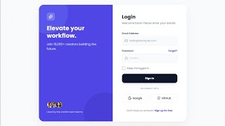 Modern Split-Screen Login Page with Tailwind CSS & HTML