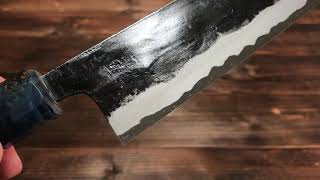 土佐名工【邑田武峰】作 舟行包丁165mm 青紙一号鋼 黒打 UNIQUE design　~Murata Buho Funayuki(165mm) Aogami#1 kurouchi~