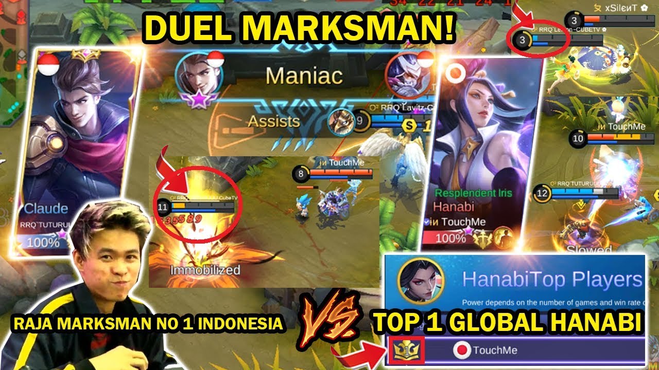 DUEL PERTARUNGAN USER MARKSMAN! CLAUDE RRQ TUTURU BERTEMU TOP 1 GLOBAL HANABI!