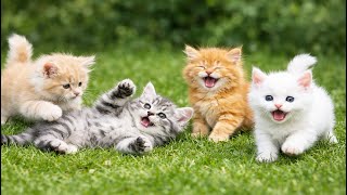 🐱💕 Cute Kittens Meowing While Playing on Green Grass | Relaxing Cat Sounds | Baby Kittens Meowing screenshot 2