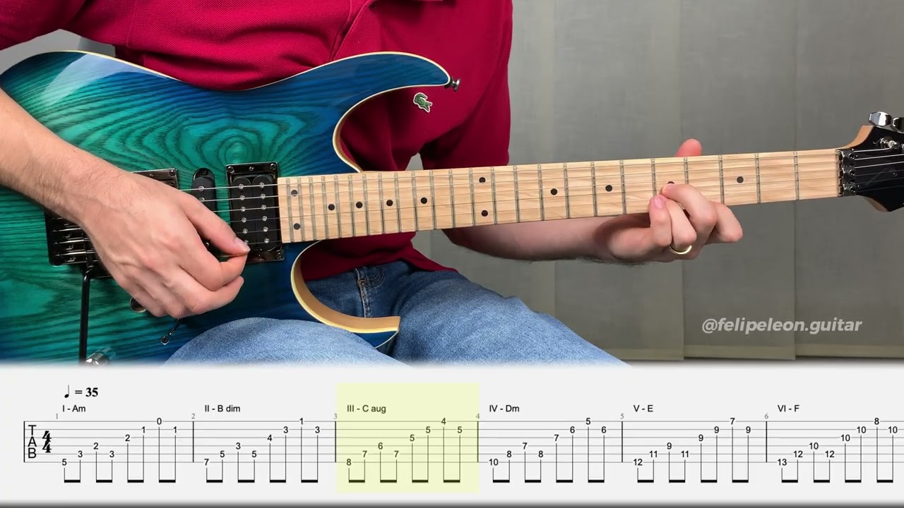 Electric Guitar Etude 🎸 | Harmonic Progression with Triad Chords (A Harmonic Minor Scale)