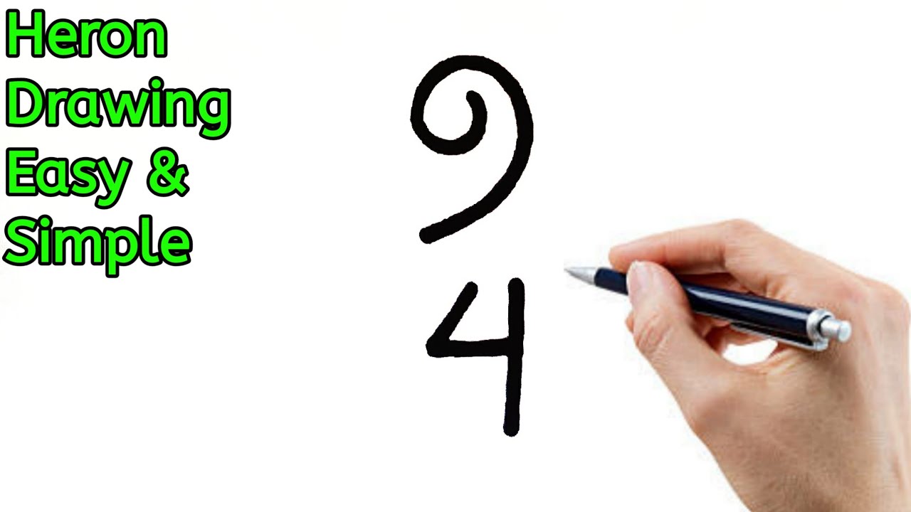 How To Draw A Heron From 94 Numbers l Drawing Tutorial l Heron Drawing Easy l Drawing l Tipsclub