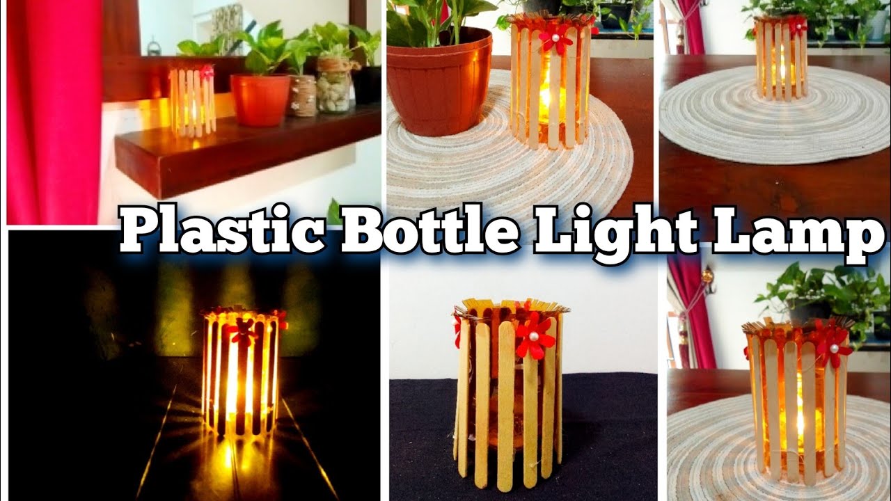 Recycling plastic bottle easy project |night light lamp | Ice cream stick light lamp | Bottle craft