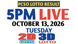 Lotto Result Today 5pm Tuesday pcso 2d 3d swertres ez2 October 13 2026