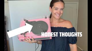 HONEST THOUGHTS - MANGOSTAN Pink Vinyl Record Player, 3-Speed Belt-Driven Turntable with Bluetooth