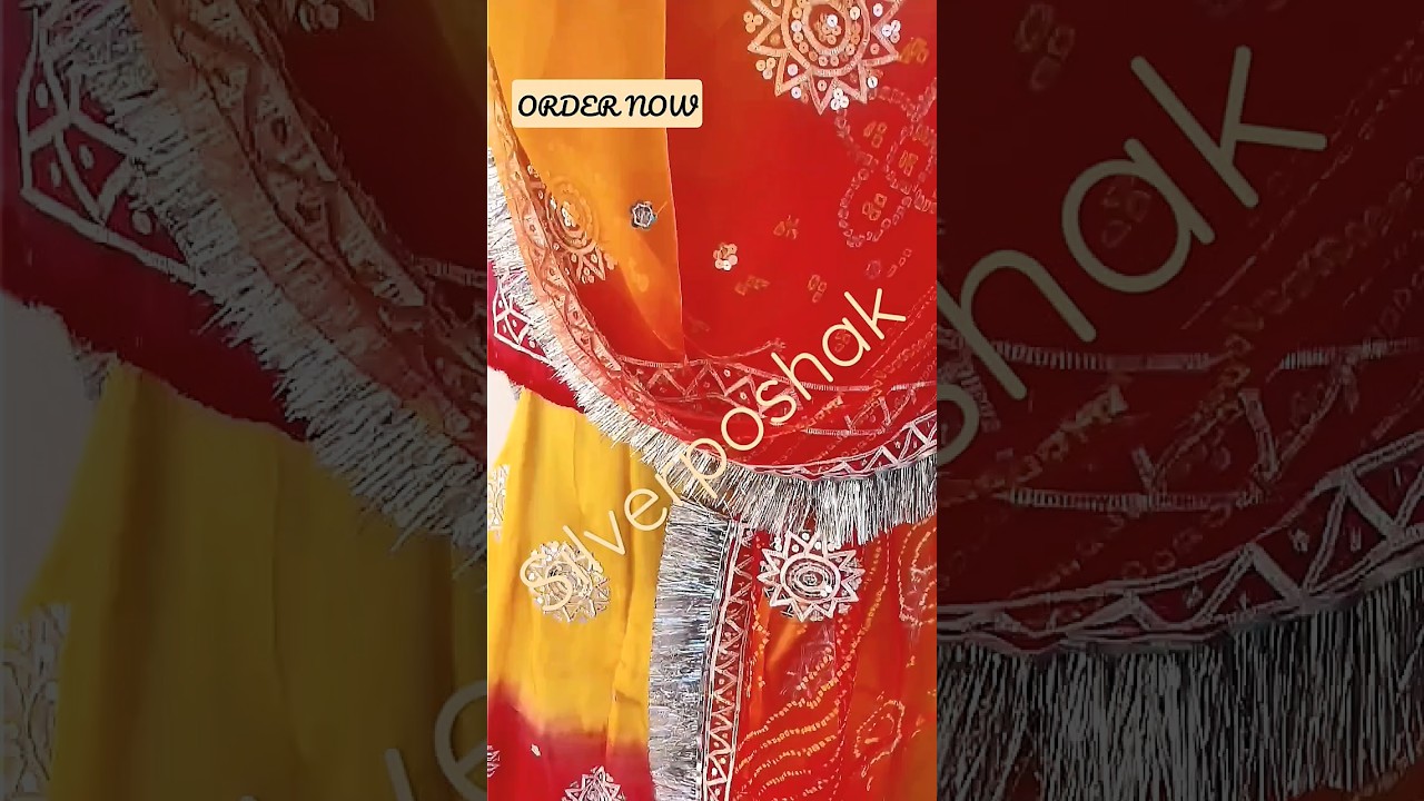 Pure silver  red yellow bhandej double shade sikhiya poshak. 