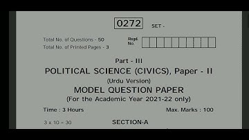 Ts inter2nd yearApr/May2022 political sci(civics) #urdu medium model question paper #ts inter 2nd yr