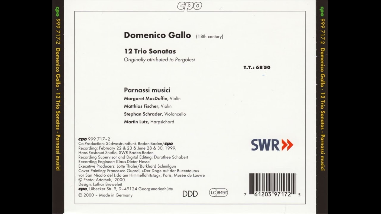 Domenico Gallo - 12 Trio Sonatas