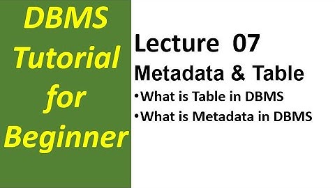 Lec-07 Database Table and Metadata| Database Management System Tutorial for Beginners