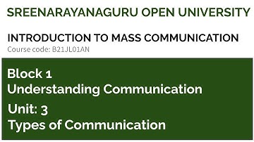 SGOU, Introduction to Mass Communication, Block 1, Unit 3, COMMUNICATION | IN MALAYALAM