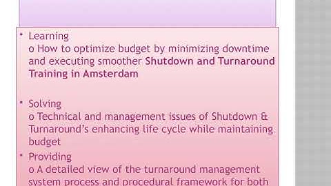 Shutdown and Turnaround   Training