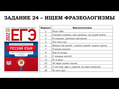 Задание 24 - ищем ФРАЗЕОЛОГИЗМЫ в ЕГЭ по русскому