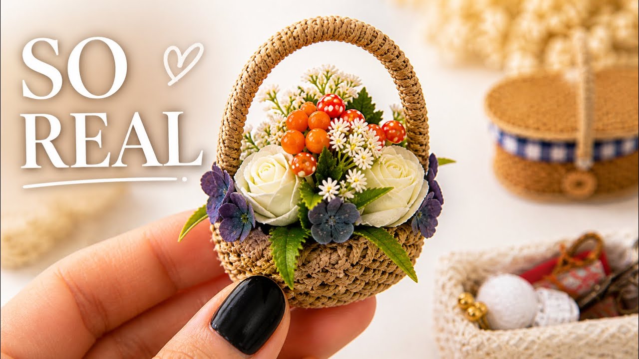 Tiny Baskets That Look So Real 🧺 Easy Miniature DIY - YouTube
