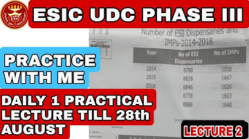 Esic udc computer skill test daily practical lecture till 28th August . Lecture 2 (MS- excel).