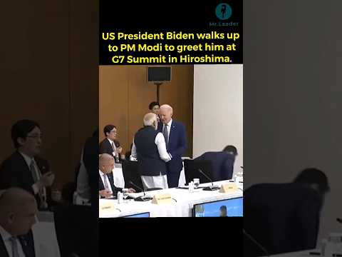 US President Joe #Biden walks up to PM #Modi to greet him at G7 Summit in Hiroshima. #shorts