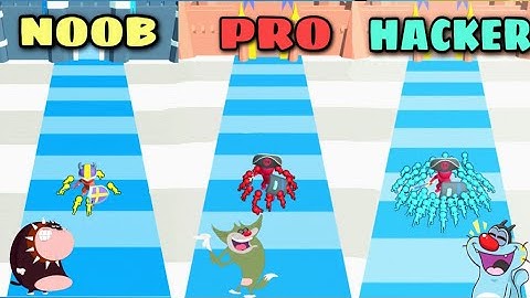 Noob Vs Pro Vs Hacker Run Push Fight Android iOS Oggy And Jack Funny