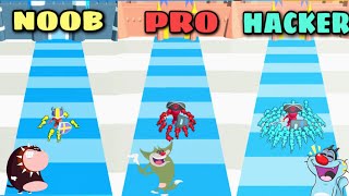 Noob Vs Pro Vs Hacker Run Push Fight Android iOS Oggy And Jack Funny screenshot 3