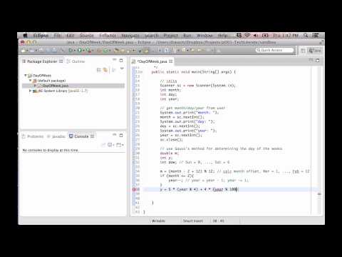 Java walk through: Day of the Week