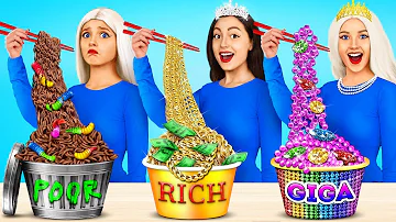 Rich vs Poor vs Giga Rich Challenge | Food Challenge with Expensive vs Cheap Hacks by MEGA GAME