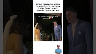 Noiva corta o cabelo durante o casamento e reação do noivo surpreende. #2025 #memes #humor #viral