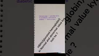 what is normal &amp;abnormal range of HBA1c in blood #shorts #biochemistrynotes# medical students