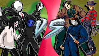 Creepypasta Vs Slashers Jeff, Jack, Slenderman Vs Jason, Freddy, Michael Myers Cartoon Fight Club