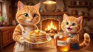 🥞 Ginger & Tiny Make Fresh Honey Pancakes 🍯 | Cozy Cat ASMR