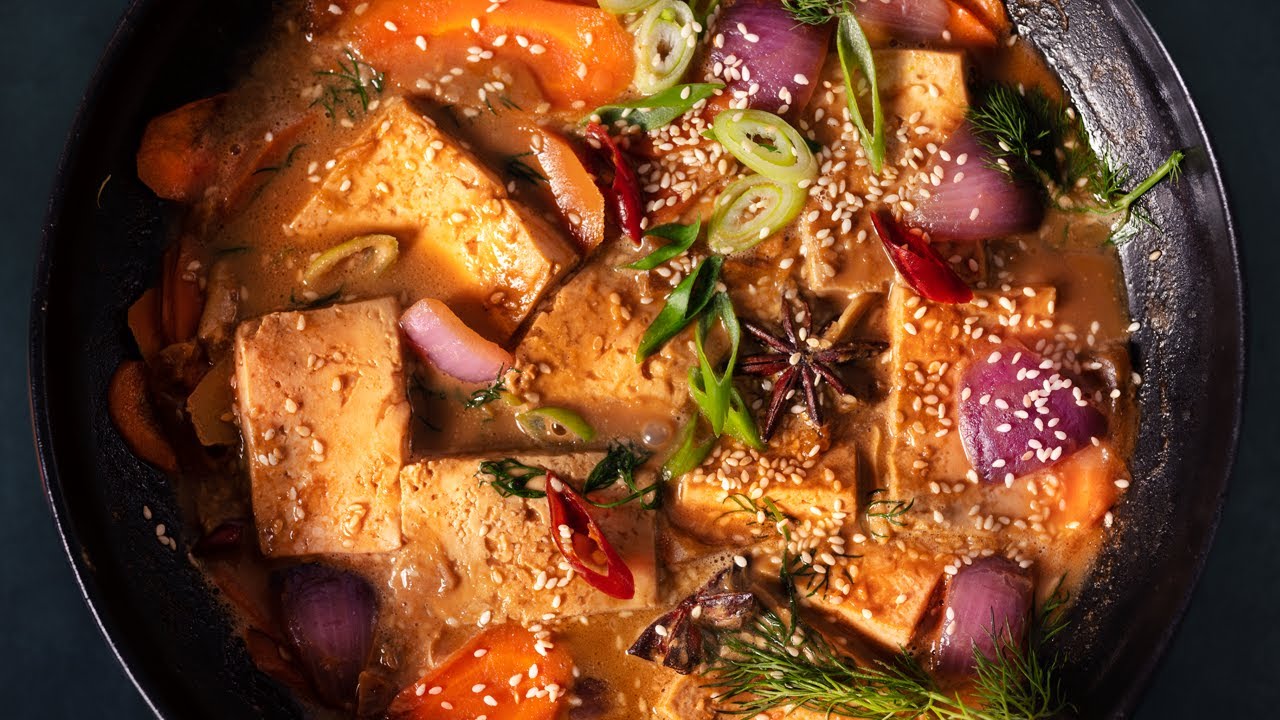 Tofu Recipe How to cook Tofu Stew with Sesame Paste [Creamy & Vegan