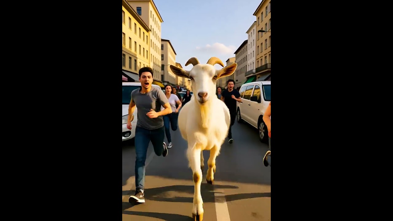 A big goat walking on street 
