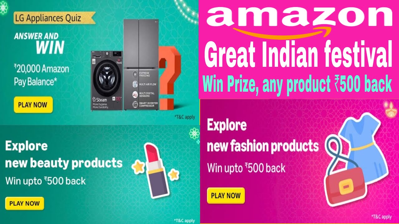 Amazon LG Appliances Quiz Answer Today, Amazon great Indian festival offers 2024, Amazon quiz today